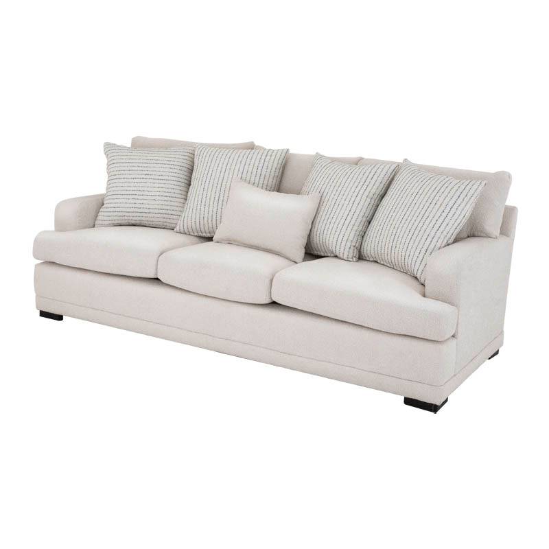 Sofá Oliver de deurope.com.mx en color gris, con cojines acolchados y estructura moderna para sala de estar.