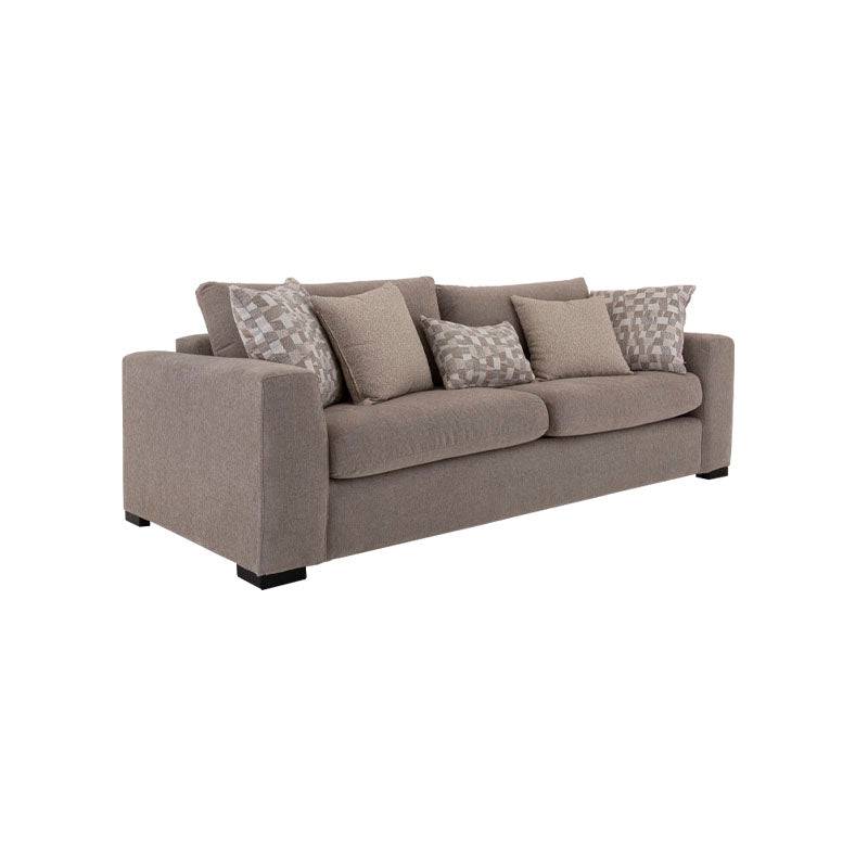 Sofá de sala Oporto de 2 piezas en color gris, con cojines y estructura moderna, ideal para espacios de estar elegantes.