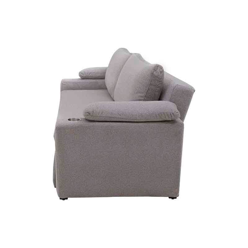 Sofá cama matrimonial Vittorio de Deurope en tapiz gris claro, con diseño moderno y estructura resistente.