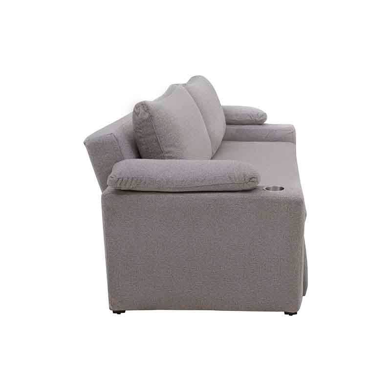 Sofá cama matrimonial Vittorio de Deurope en tela gris claro, con diseño moderno y estructura resistente.