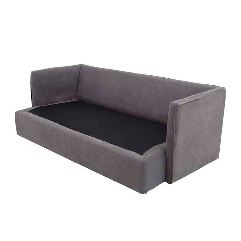 Sofá cama Calm de Deurope en gris oxford, tapizado en tela, con dimensiones de 214 cm de ancho, 95 cm de alto y 112 cm de fondo.