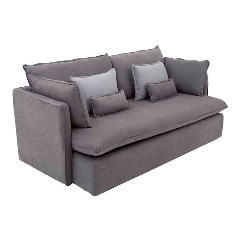 Sofá cama Calm deurope.com.mx en gris Oxford, con estructura tapizada en tela, 214 cm de ancho y 95 cm de alto.