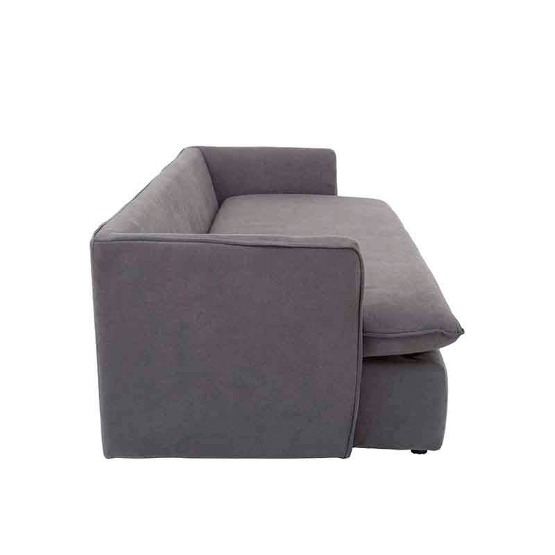 Sofá cama Calm de Deurope en gris Oxford, tapizado en tela, con dimensiones de 214 cm de ancho, 95 cm de altura y 112 cm de fondo.