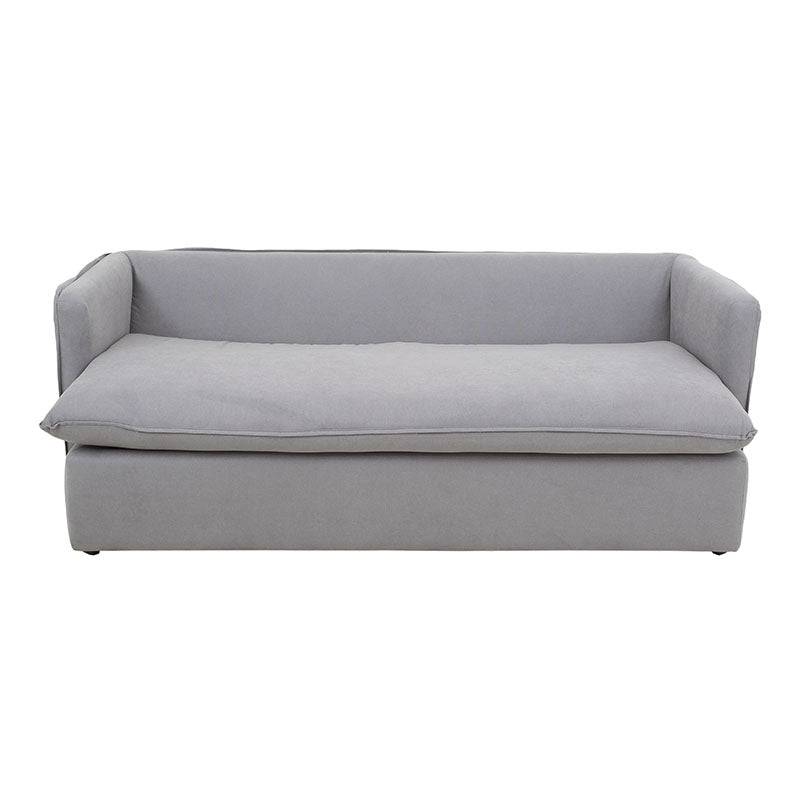 Sofá cama Calm gris deoupe.com.mx, tapizado en tela, con estructura moderna y dimensiones de 214 cm de ancho, 95 cm de alto.