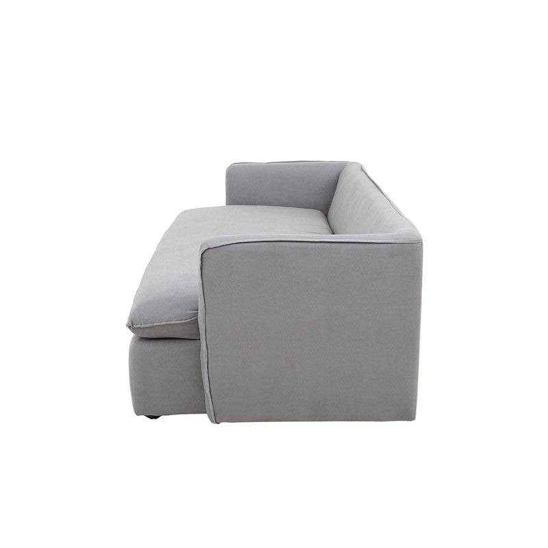Sofá cama Calm de Deurope en gris oxford, tapizado en tela, con estructura moderna y dimensiones de 214 cm de ancho.