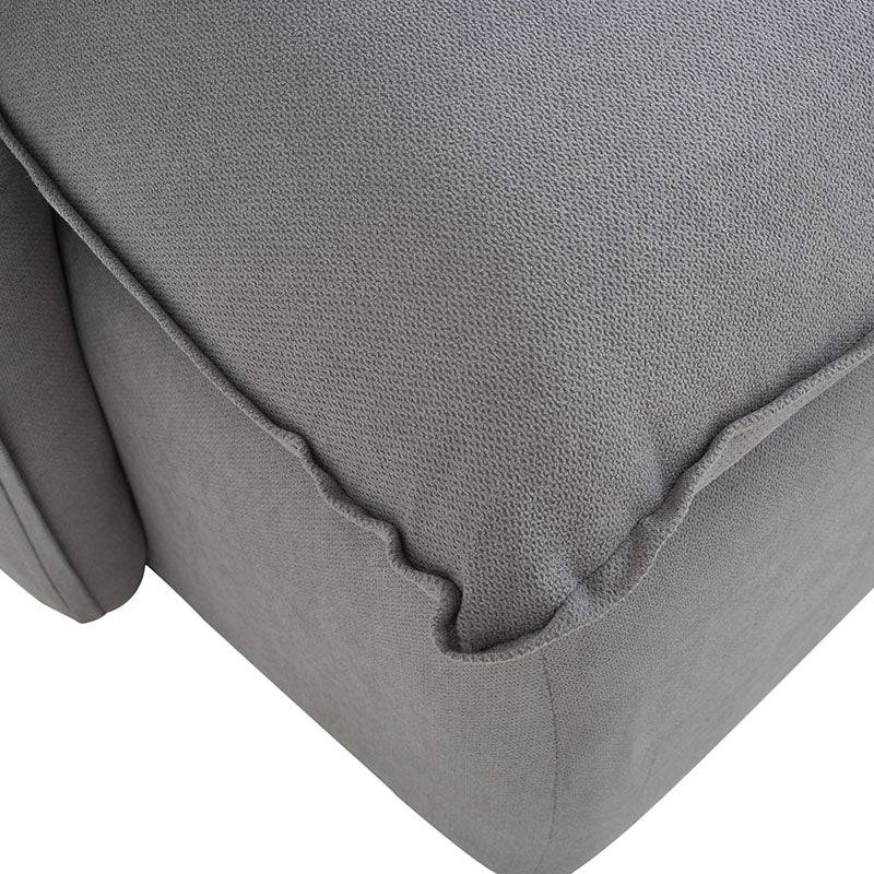 Sofá cama Calm de Deurope en gris con estructura de tela, dimensiones 214 cm de ancho, 95 cm de alto y 112 cm de fondo.
