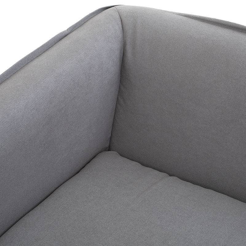 Sofá cama Calm de Deurope en tela gris oxford, con respaldo y asientos acolchados, mide 214 cm de ancho y 95 cm de alto.
