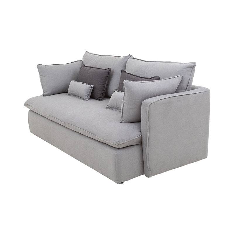 Sofá cama Calm de Deurope en tela gris Oxford, con diseño moderno y estructura de 214 cm de largo, 95 cm de alto y 112 cm de fondo.