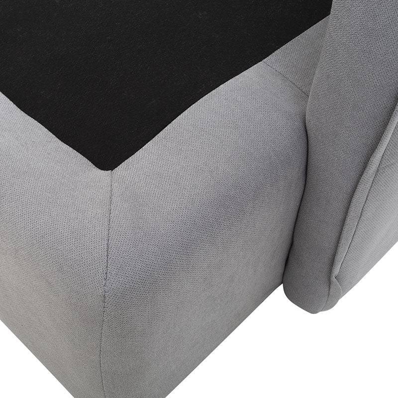 Sofá cama Calm de Deurope.com.mx en gris oxford, tapizado en tela, con dimensiones de 214x95x112 cm, vista frontal.