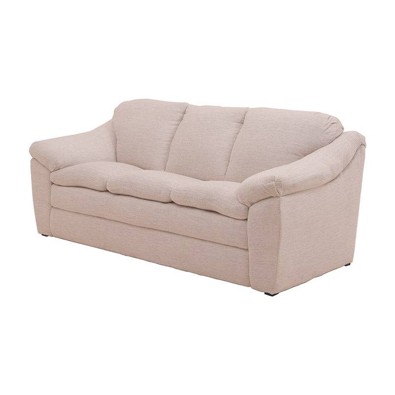 Sofá Chloe de 2 piezas en tela color marfil con estructura moderna, tamaño 212 cm de ancho, 90 cm de alto y 96 cm de fondo.