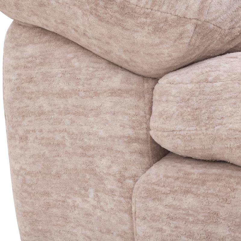 Sofá Chloe de 2 piezas en tela color marfil, con estructura moderna y cómodo diseño, mide 212 cm de ancho y 90 cm de altura.