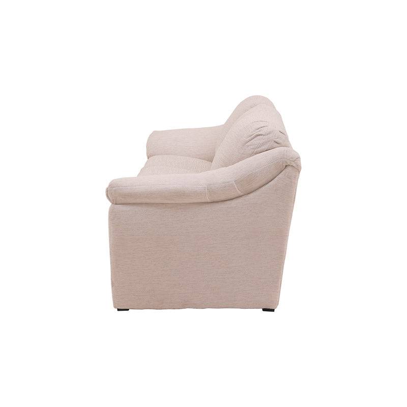 Sofá Chloe de 2 piezas en tela marfil, con estructura moderna y asiento cómodo, ideal para sala de estar.