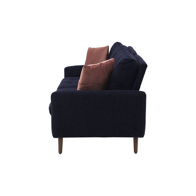 Sofá de sala Eugenia de 2 piezas en tela negra con textura afelpada, estructura de madera de pino, deurope.com.mx