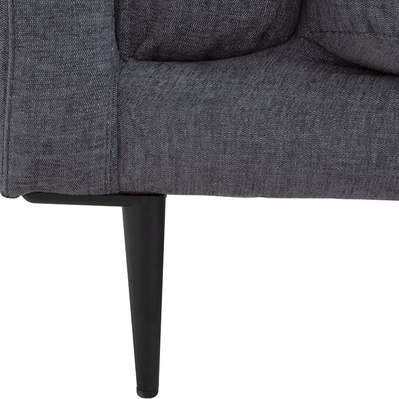 Sofá de sala Alessandra de 2 piezas en tapiz negro afelpado, con estructura moderna y tamaño compacto para sala.