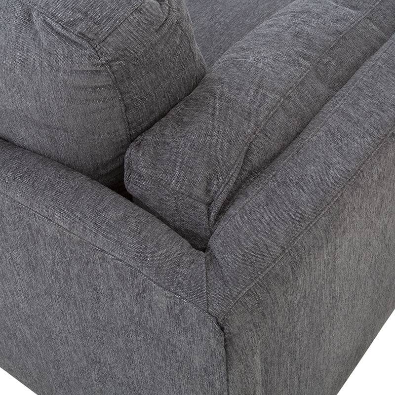 Sofá de sala Alessandra de 2 piezas en tapiz negro, con cojines tapizados en tejido plano afelpado, dimensiones 226x80x93 cm