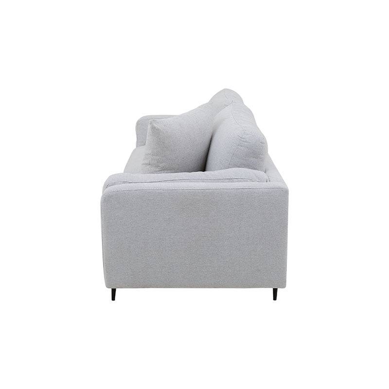 Sofá de sala Alessandra de 2 piezas en tapiz negro, con cojines acolchados y diseño moderno, dimensiones 226x80x93 cm.